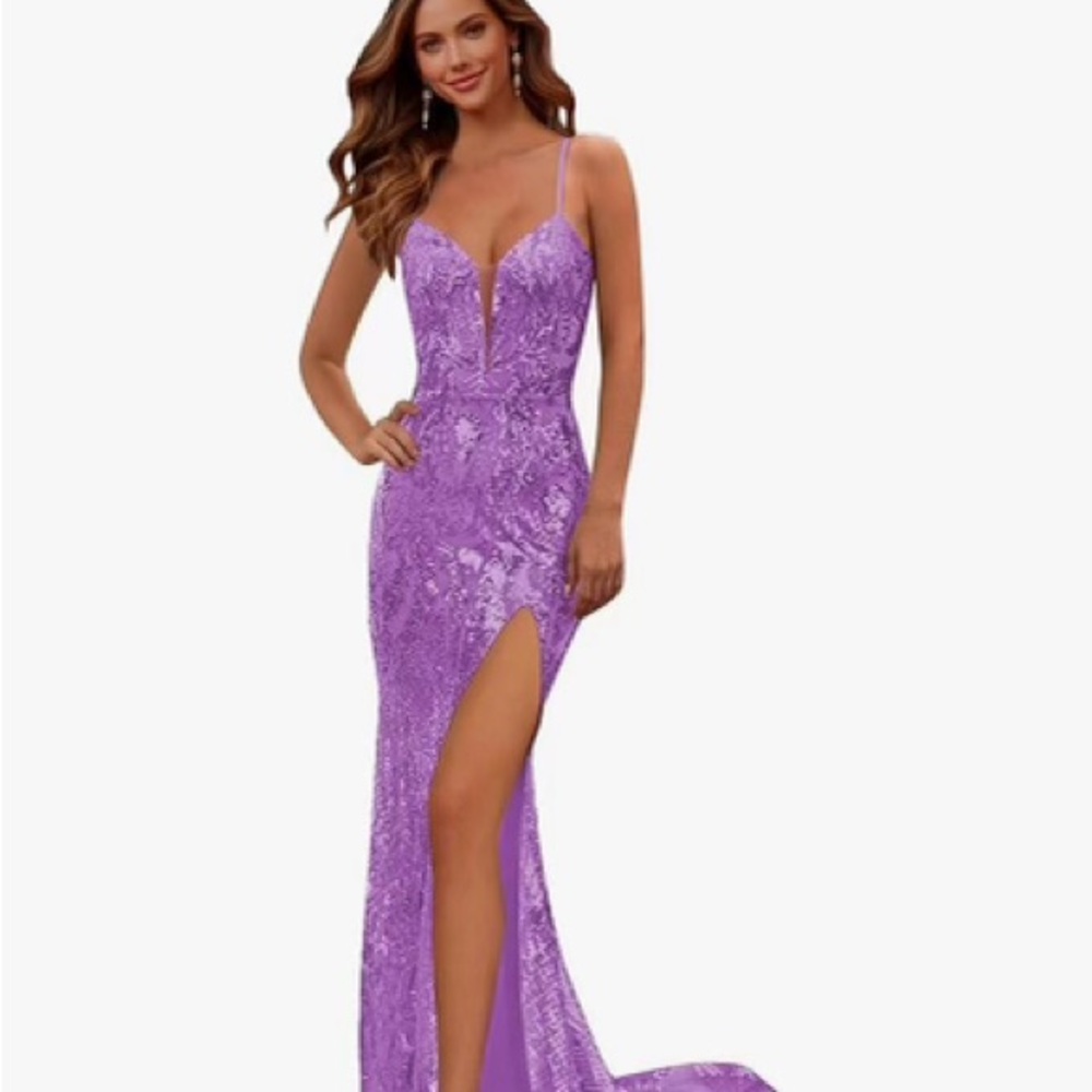 Amazon Essentials Purple Embellished Slit Gown